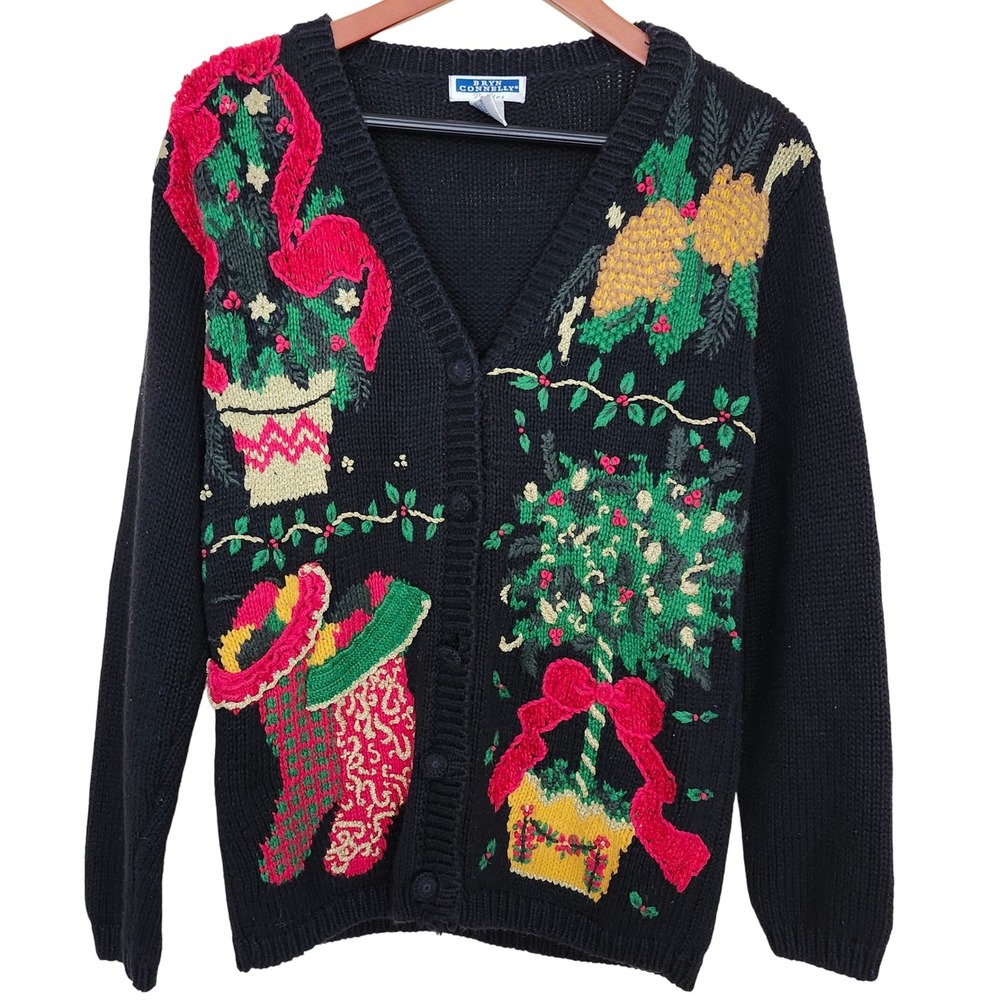 Bryn Connelly Christmas Button Down  Cardigan Sweater Cotton‎ Ramie Small (P)